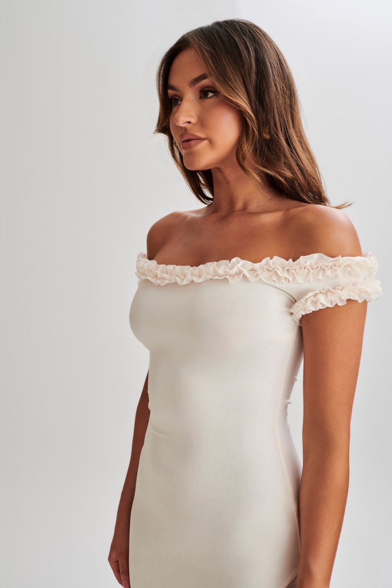 Meshiki Arielle Off Shoulder Ruffle Blancas | SFAK0157