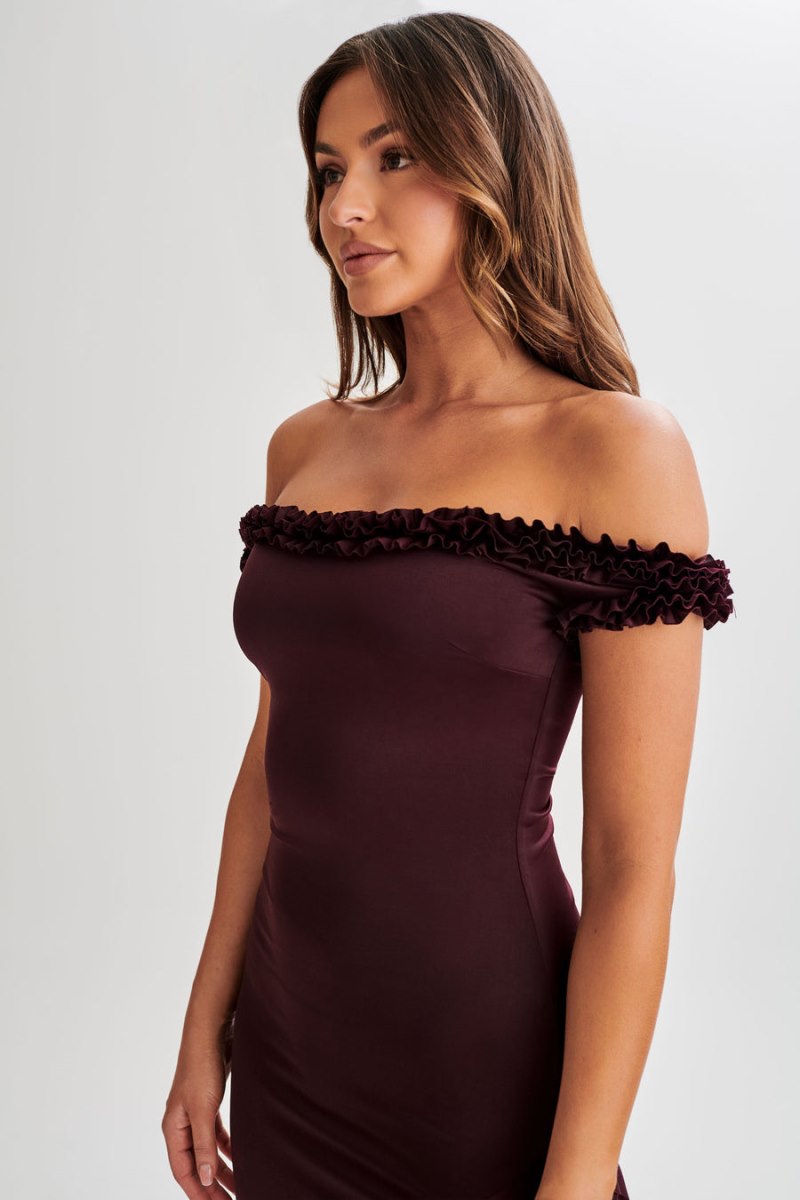 Meshiki Arielle Off Shoulder Ruffle Moradas | NZSB9019