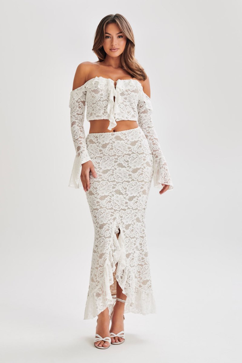 Meshiki Artemis Lace Plisse Maxi Blancas | LVJX3246