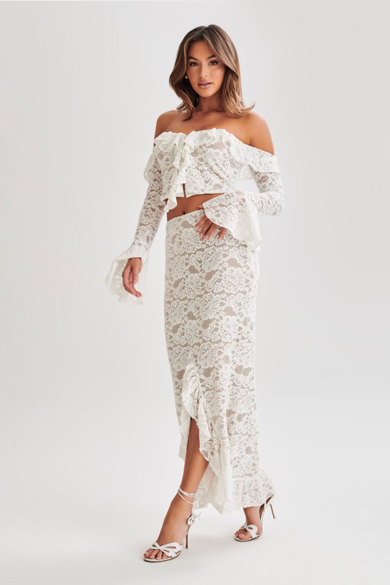 Meshiki Artemis Lace Plisse Maxi Blancas | LVJX3246