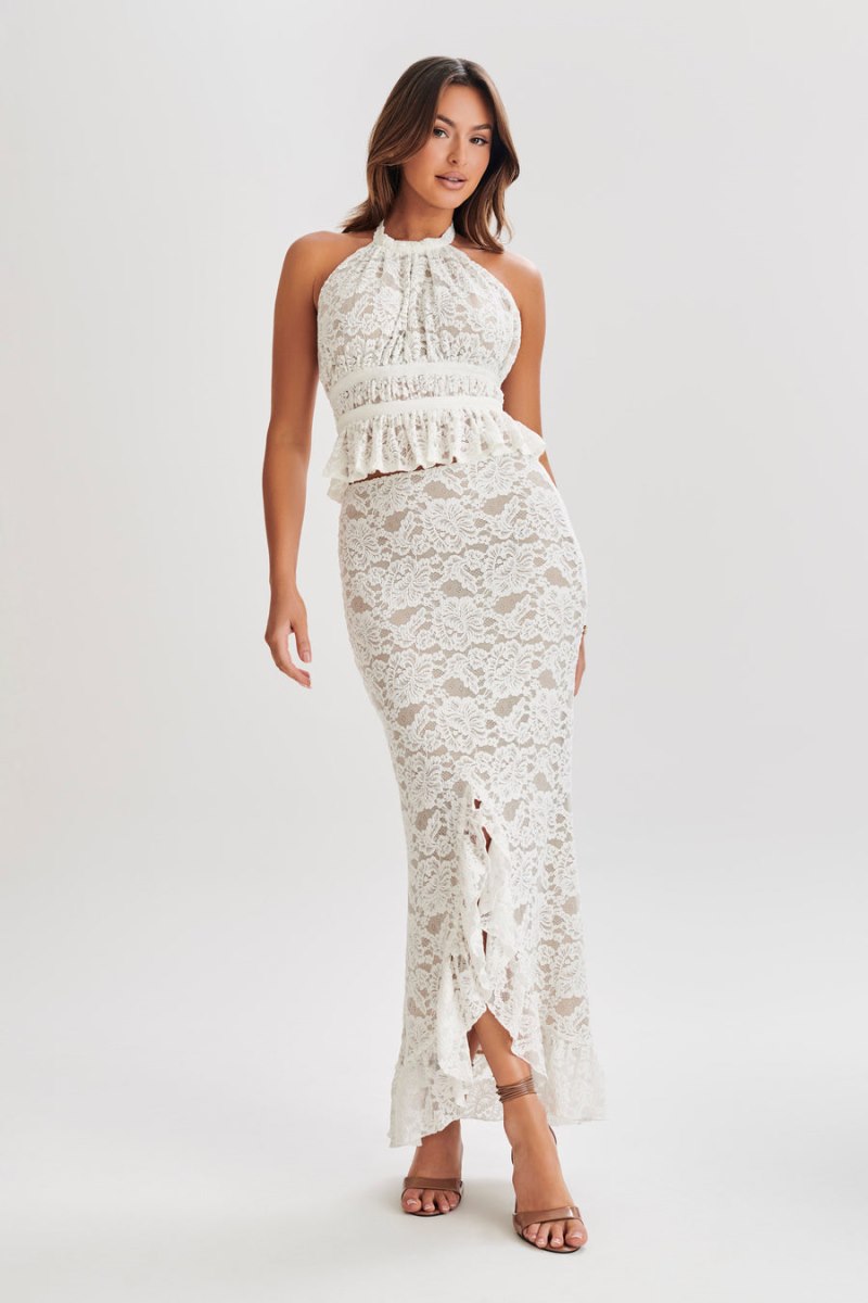 Meshiki Artemis Lace Plisse Maxi Blancas | LVJX3246