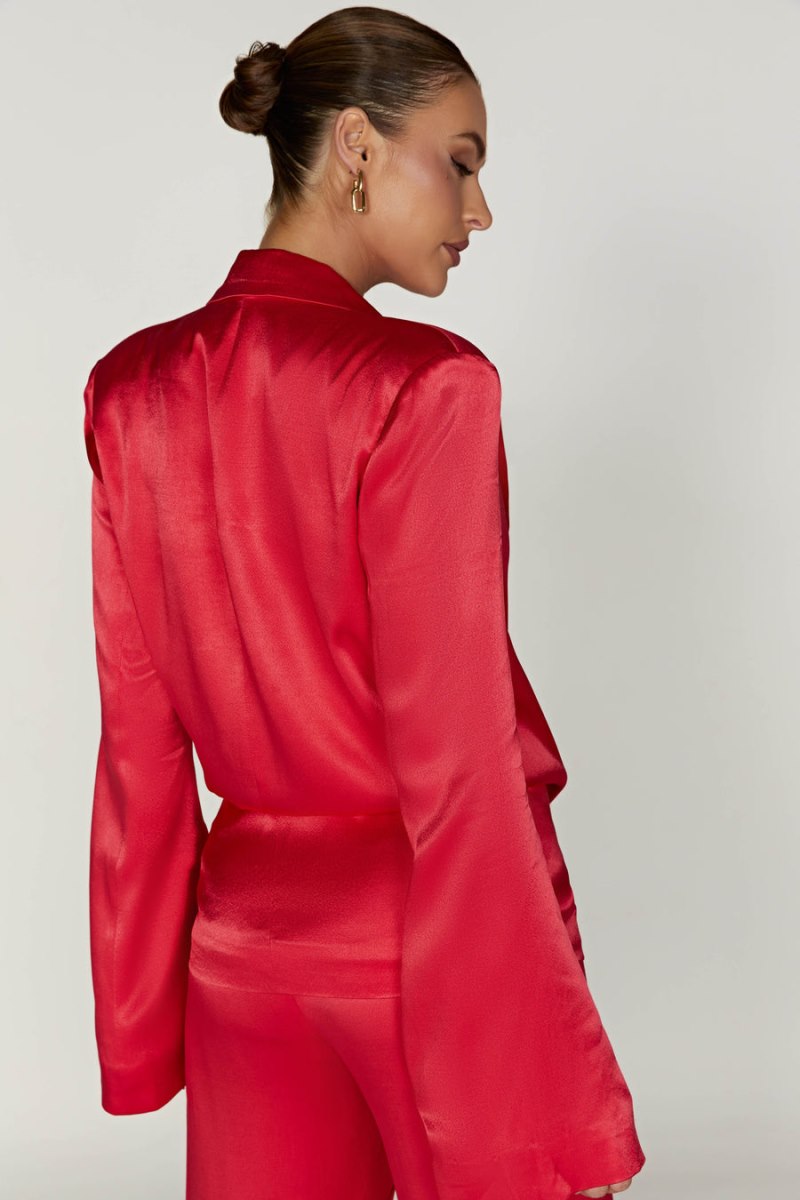 Meshiki Aspyn Satin Jacket Rojas | YINC9778