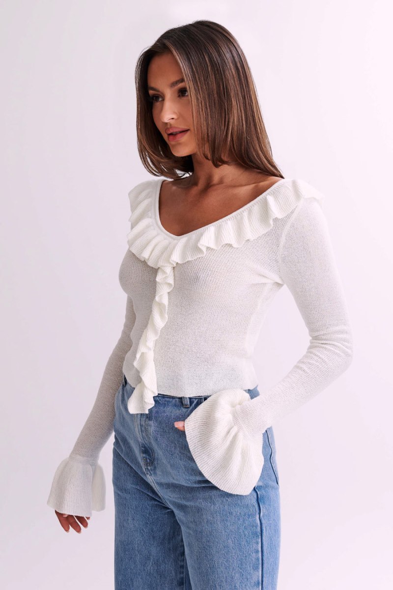 Meshiki Aster Knit Frill Blancas | DITJ6887