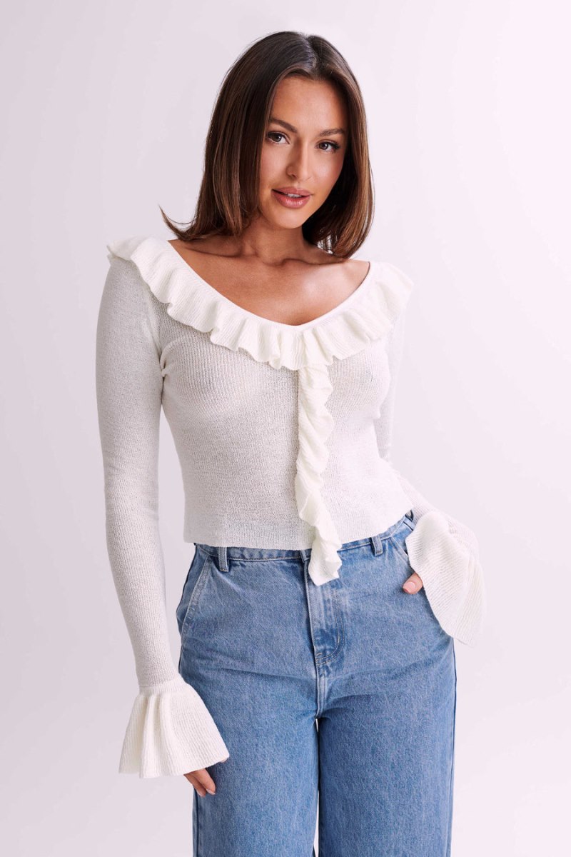 Meshiki Aster Knit Frill Blancas | DITJ6887