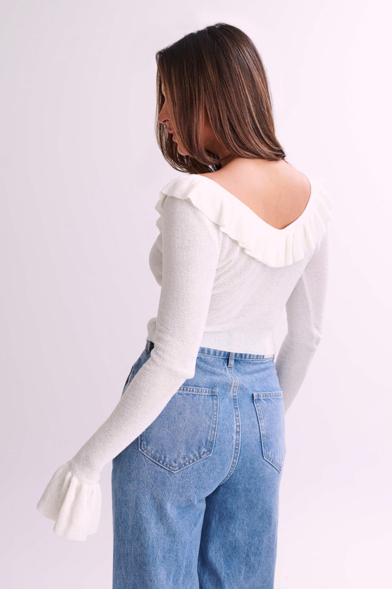 Meshiki Aster Knit Frill Blancas | DITJ6887