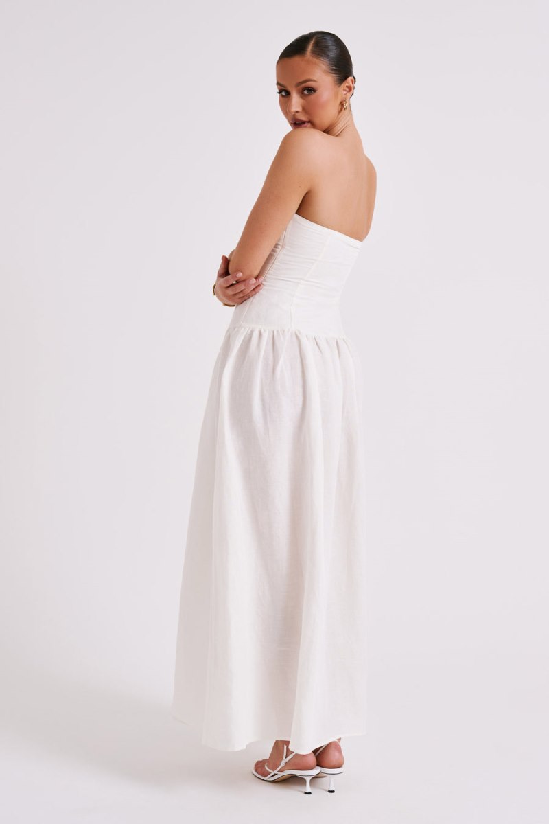 Meshiki Audrina Strapless Linen Blancas | PBHD7894