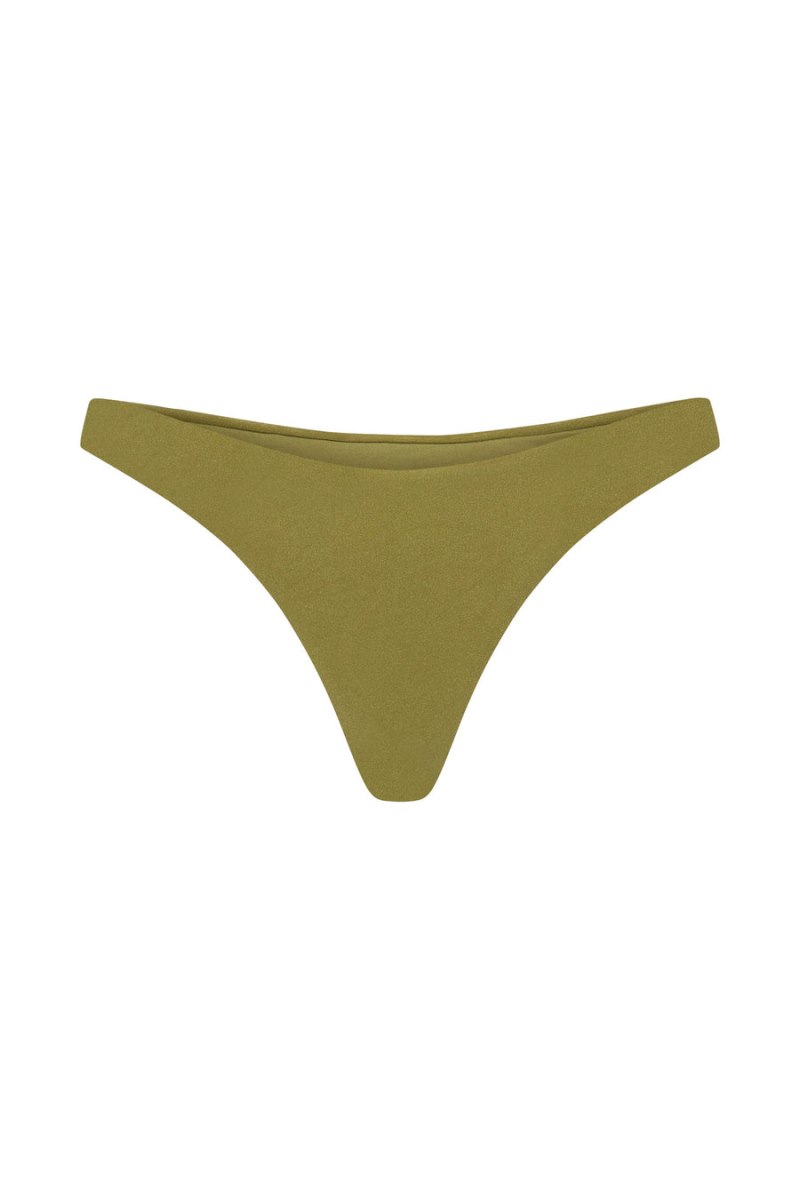 Meshiki Bambi Cheeky Cut Bikini Bottoms Verde Oliva | QAQK5606