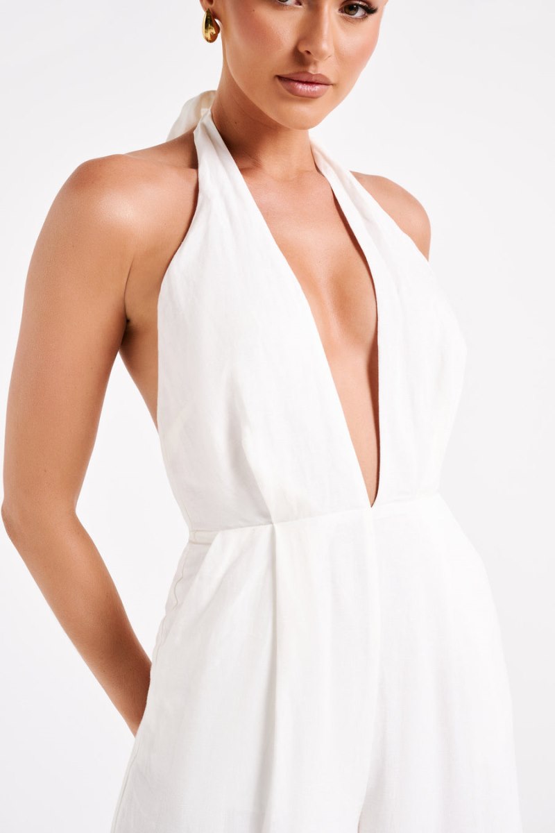 Meshiki Blanca Linen Halter Blancas | OJYZ9980