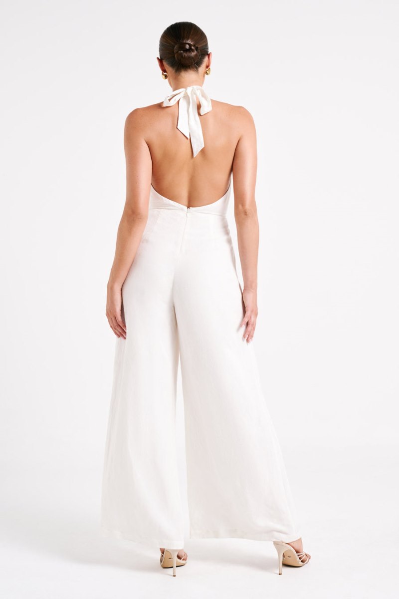 Meshiki Blanca Linen Halter Blancas | OJYZ9980