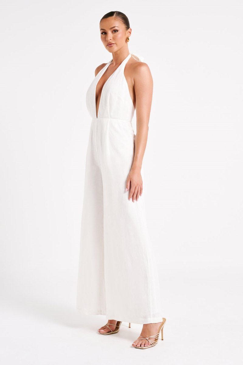 Meshiki Blanca Linen Halter Blancas | OJYZ9980