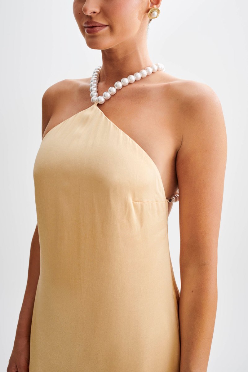 Meshiki Blanche Satin Pearl Halter Naranjas Claro | BKGA1204