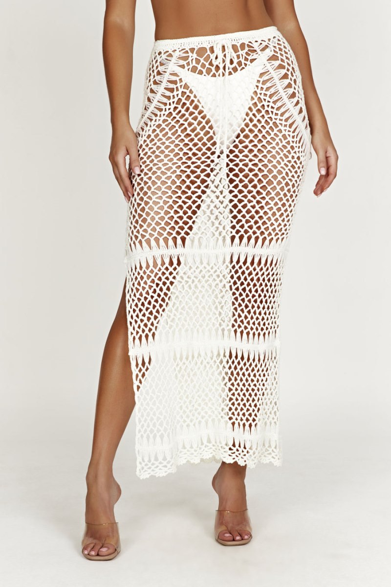 Meshiki Bonnie Crochet Maxi Blancas | UOAO0074