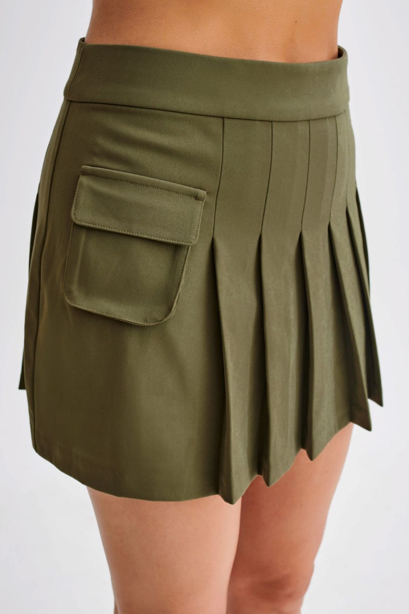 Meshiki Brigitte Pleated Mini Pocket Verde Oliva | UPMG2923