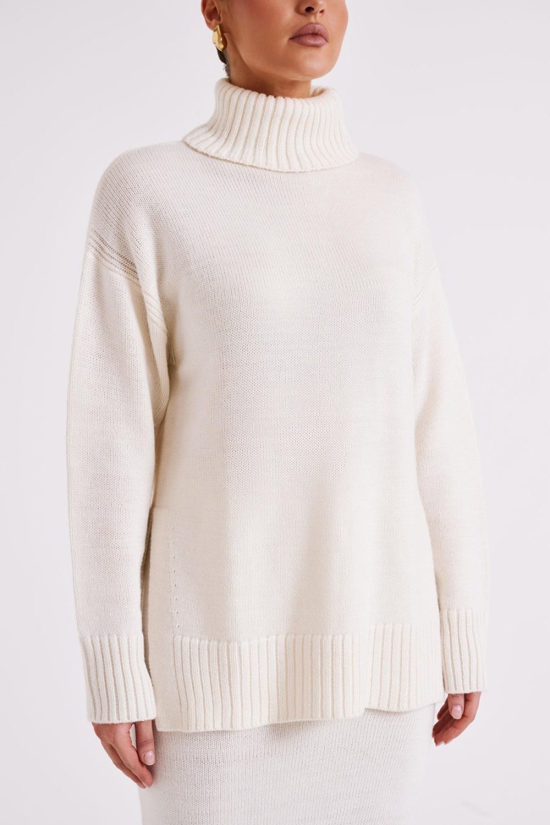 Meshiki Brittany High Neck Knit Blancas | NOFK4701