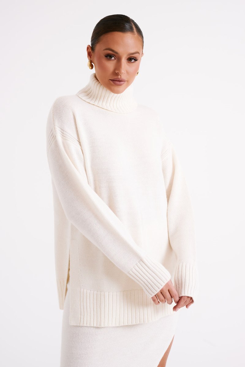 Meshiki Brittany High Neck Knit Blancas | NOFK4701