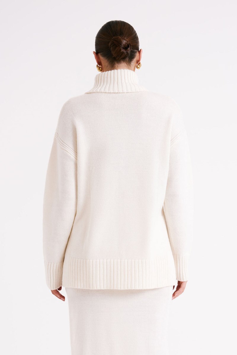 Meshiki Brittany High Neck Knit Blancas | NOFK4701