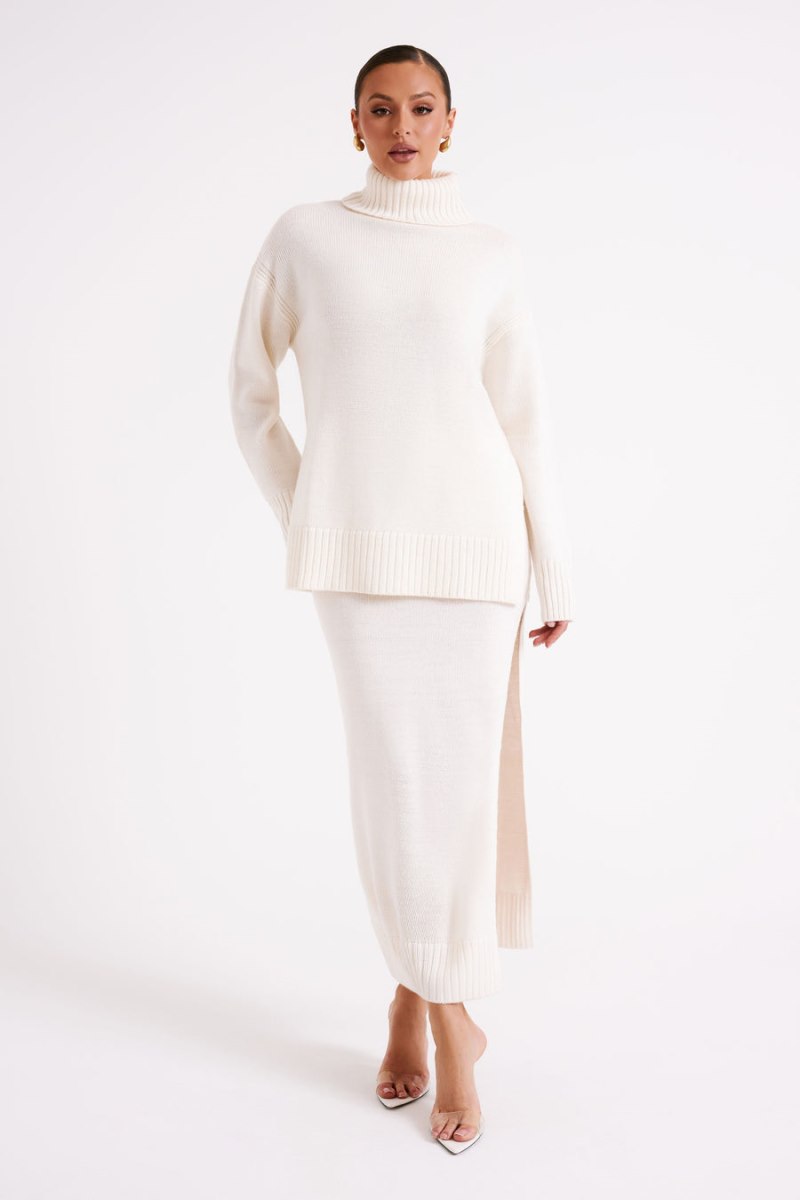 Meshiki Brittany High Neck Knit Blancas | NOFK4701