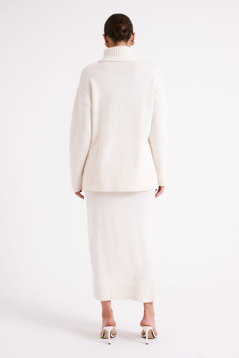 Meshiki Brittany High Neck Knit Blancas | NOFK4701