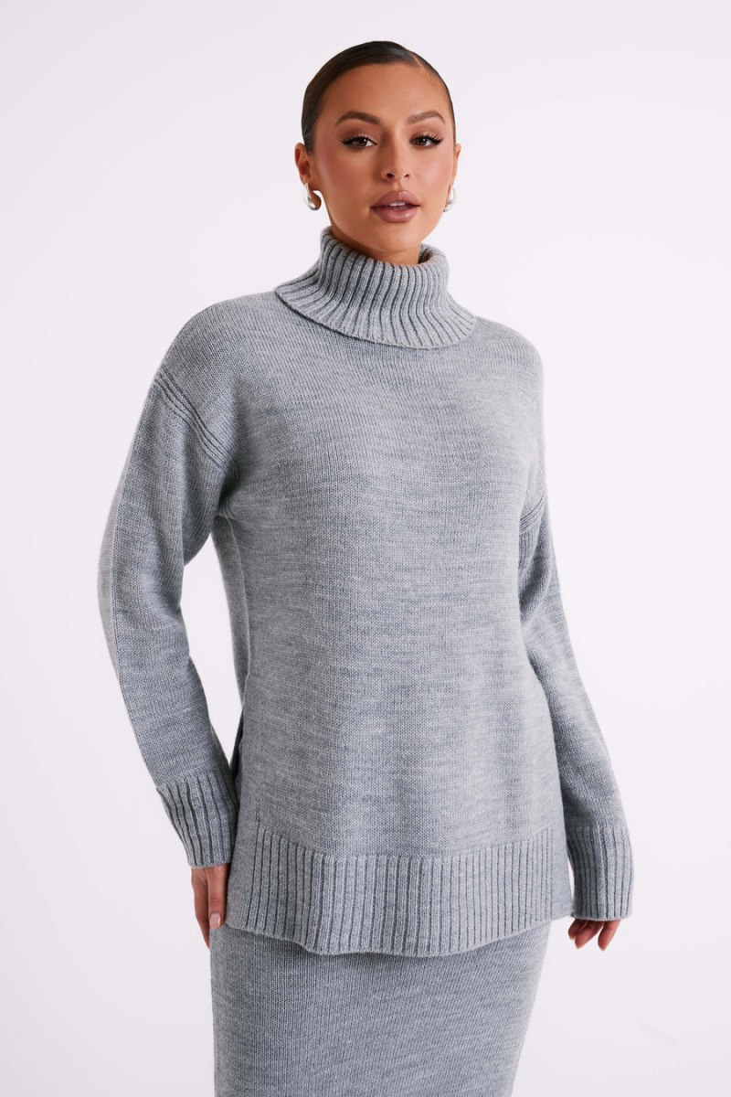 Meshiki Brittany High Neck Knit Gris | ZDRG1056