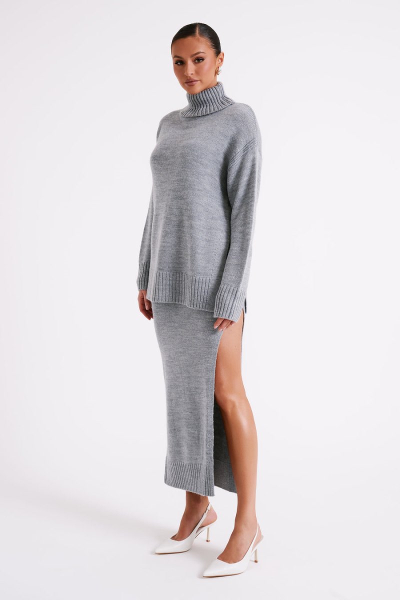 Meshiki Brittany Knit Midi Gris | HXOQ8798