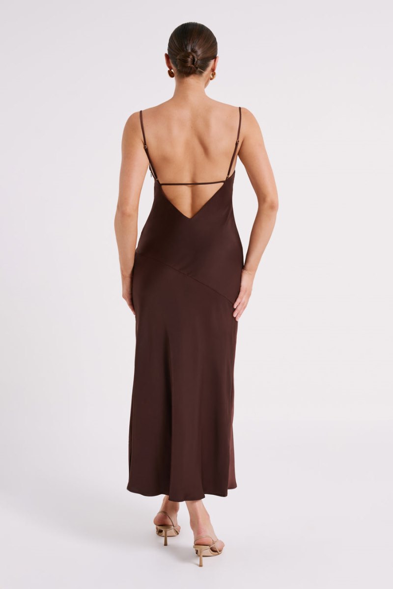 Meshiki Brynlee Low Back Satin Chocolate Oscuro | TQAB3631