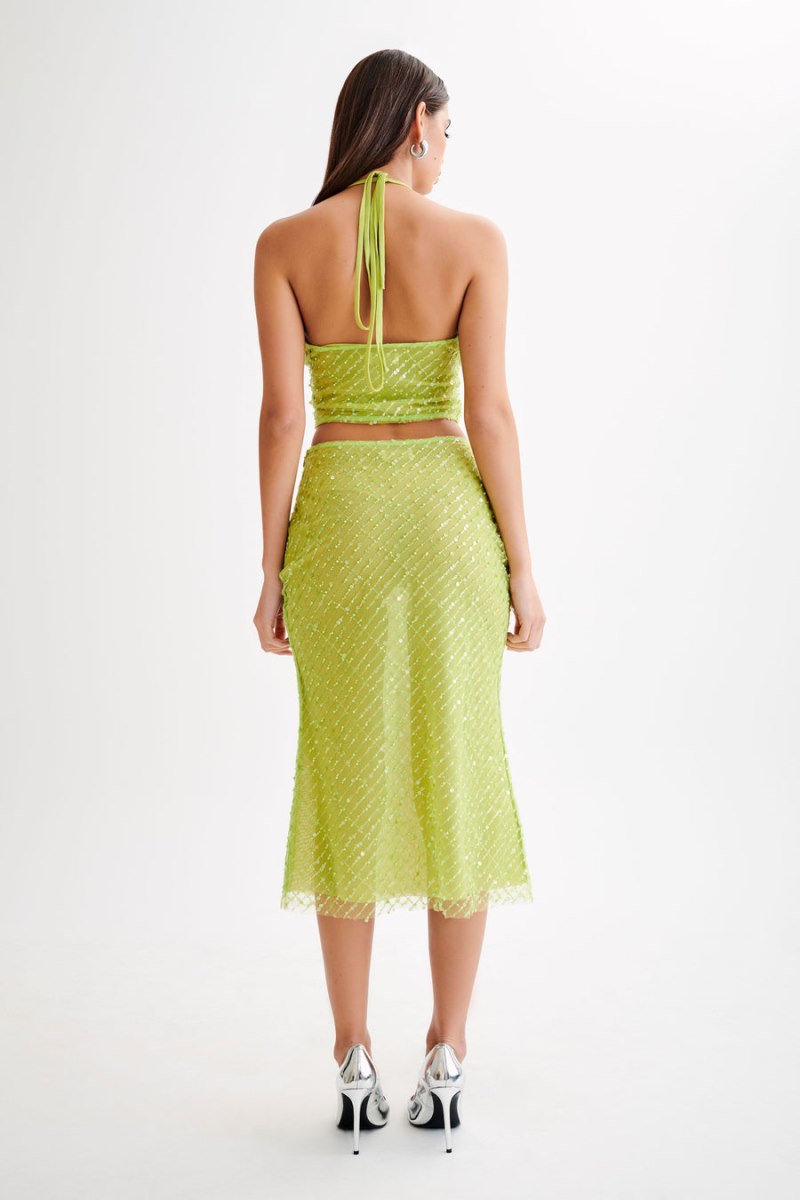 Meshiki Brynne Sequin Midi Verde | OFIK4798