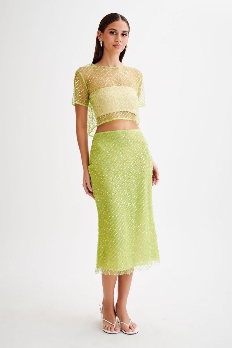 Meshiki Brynne Sequin Midi Verde | OFIK4798