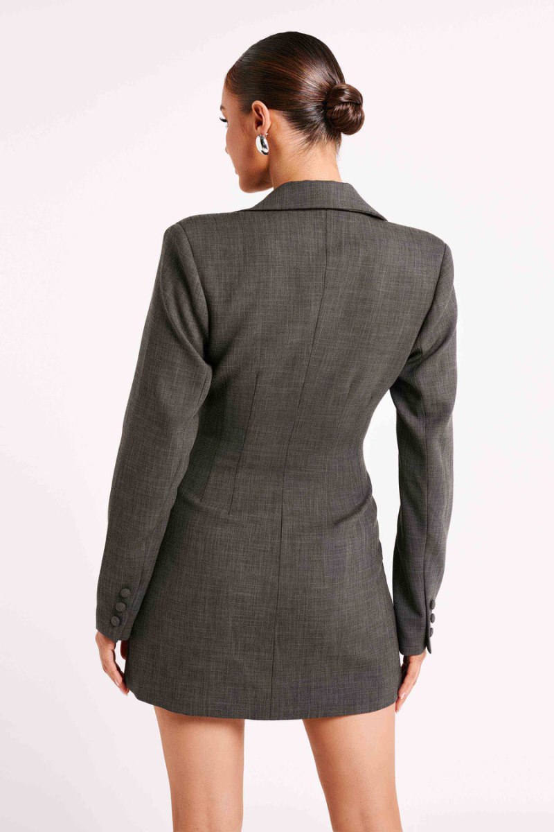 Meshiki Callahan Textured Blazer Gris Oscuro | QXDT8393