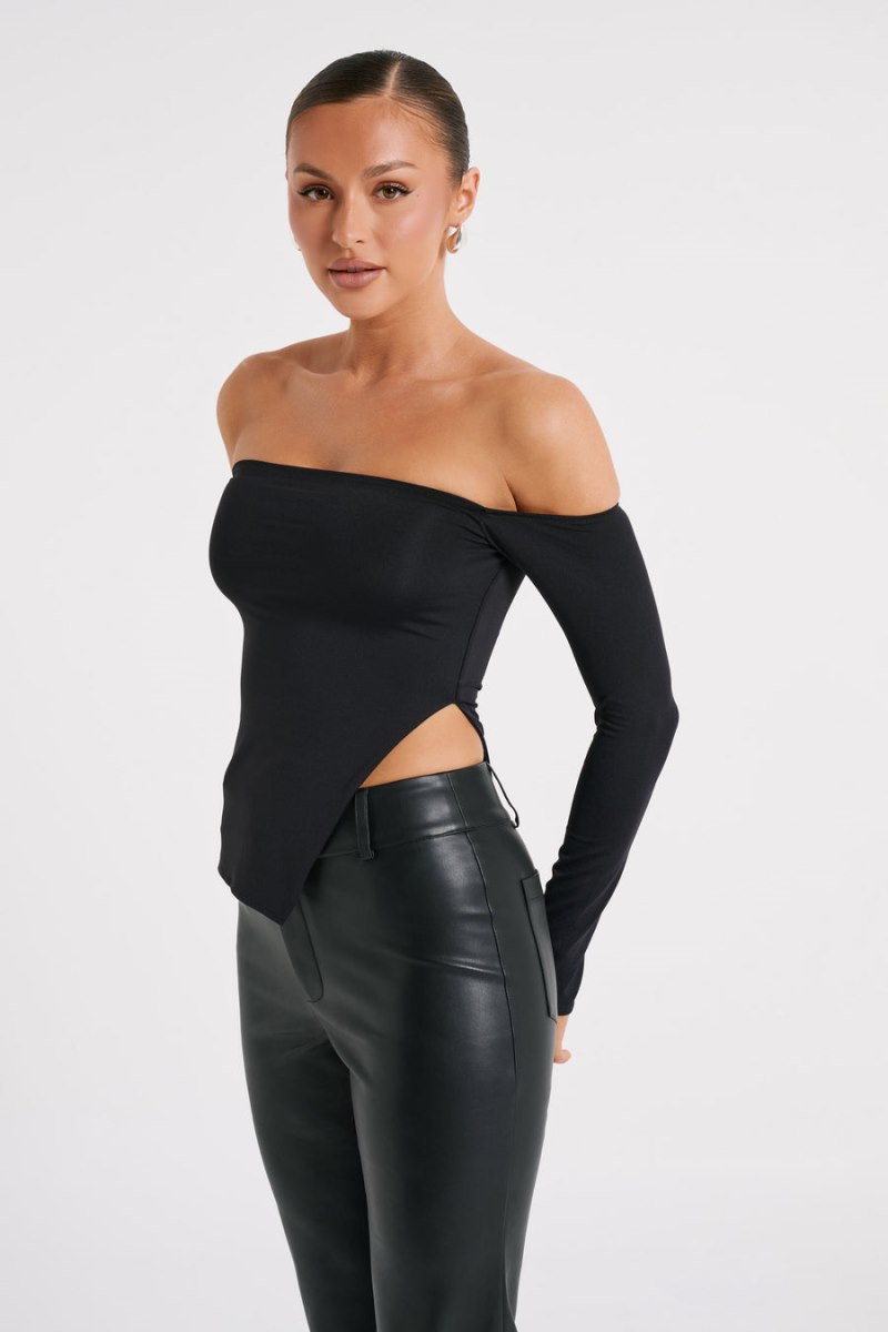 Meshiki Carmen Recycled Nylon Off Shoulder Negras | OVNW8369