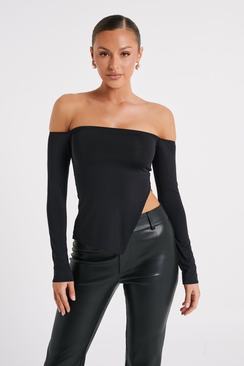 Meshiki Carmen Recycled Nylon Off Shoulder Negras | OVNW8369