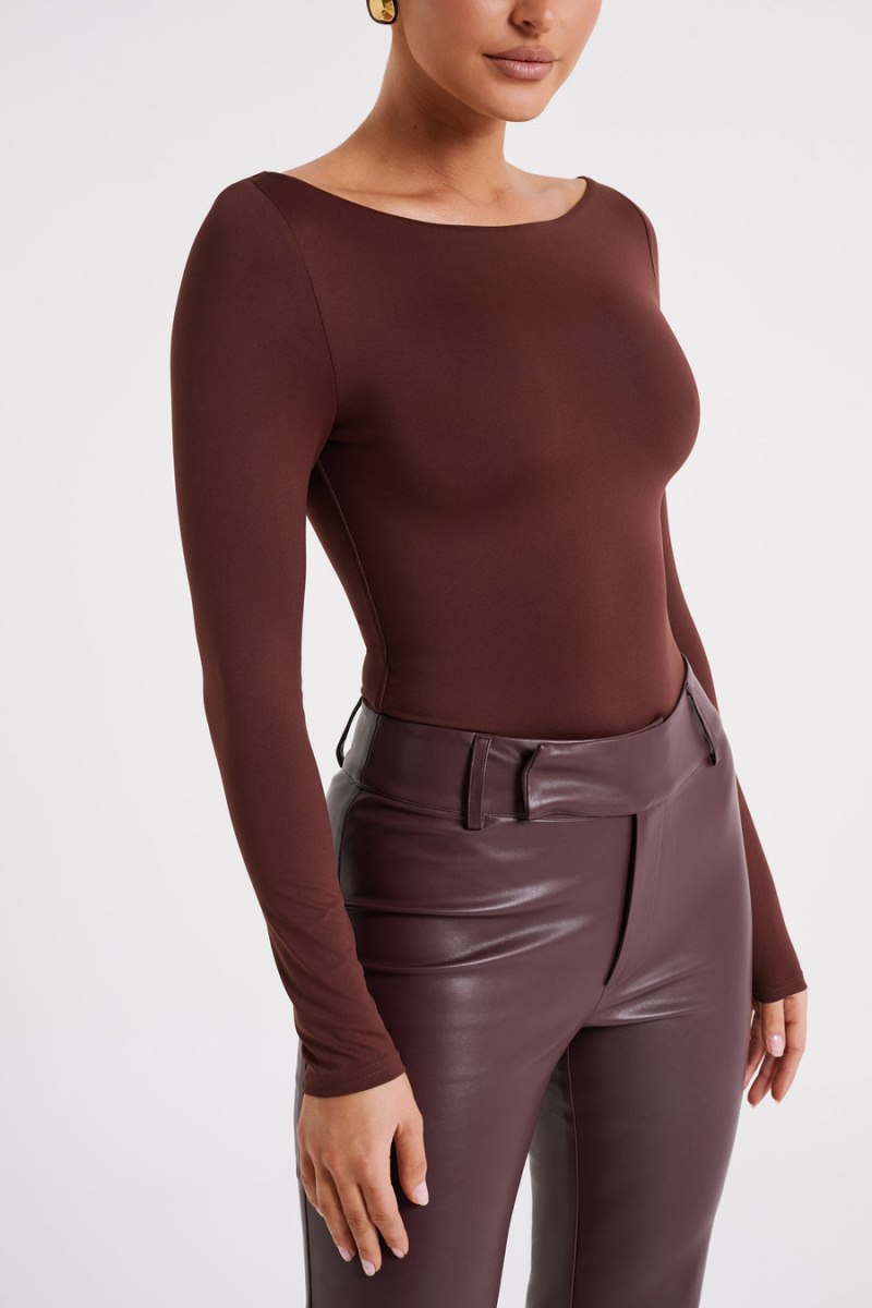 Meshiki Cate Boatneck Long Sleeve Chocolate | MCKN3627