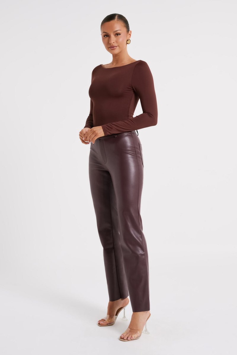 Meshiki Cate Boatneck Long Sleeve Chocolate | MCKN3627