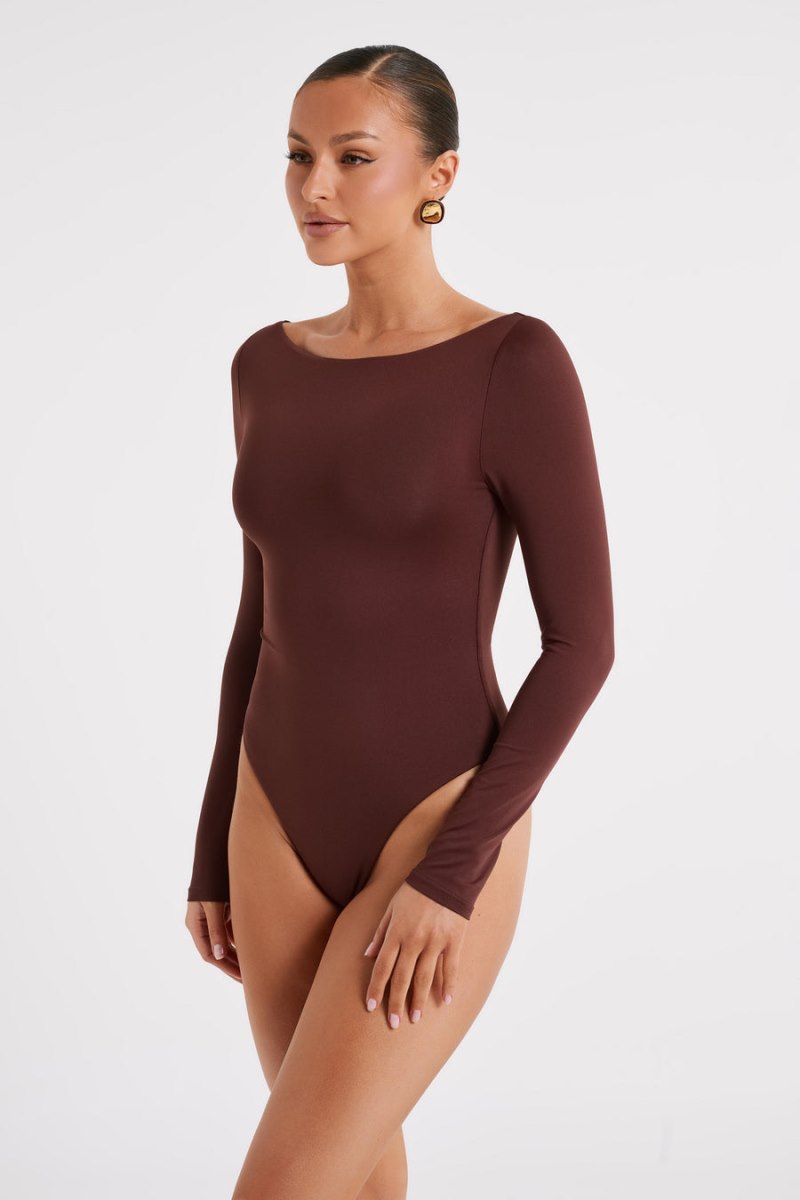 Meshiki Cate Boatneck Long Sleeve Chocolate | MCKN3627