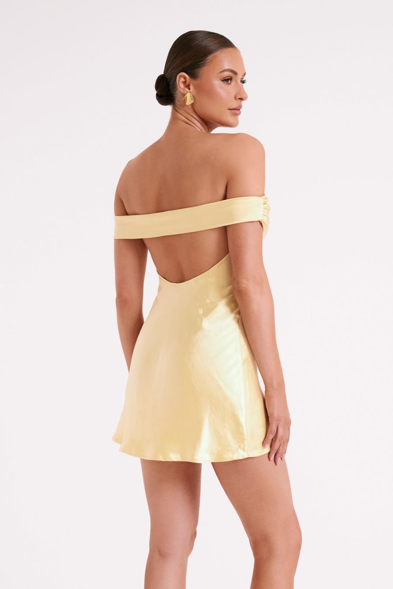 Meshiki Cher Satin Strapless Amarillo Claro | KCHA5261