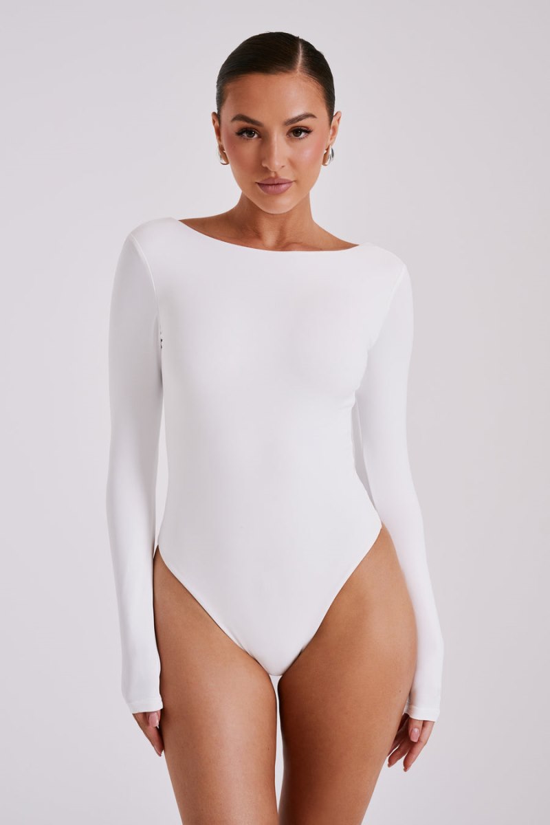 Meshiki Cheyenne Long Sleeve Plunge Back Blancas | LZXP0910