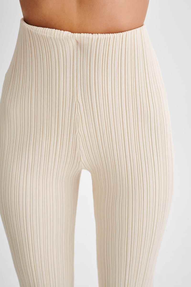 Meshiki Chiara Straight Leg Rib Knit Creme | IIBA4434