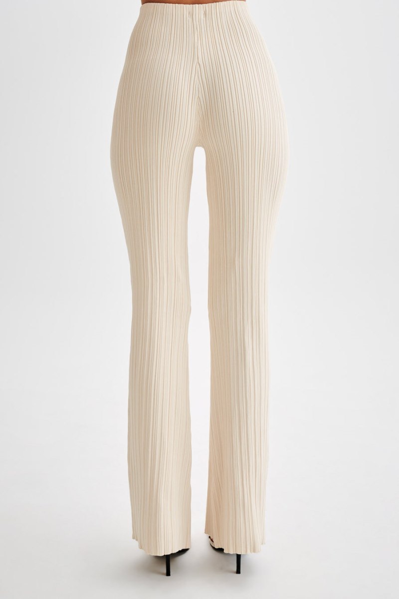 Meshiki Chiara Straight Leg Rib Knit Creme | IIBA4434