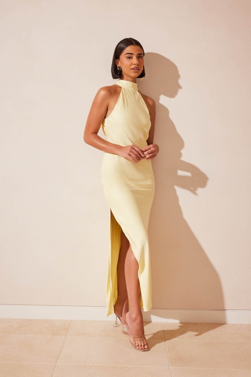 Meshiki Claire Matte Satin Drape Back Amarillo Claro | FCKY9854