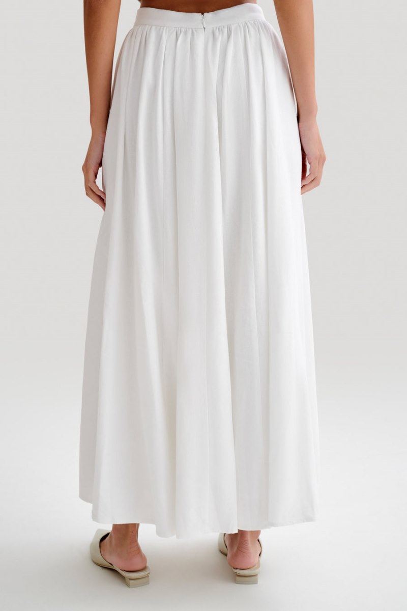 Meshiki Clarence Linen A-Line Maxi Blancas | JHII4771