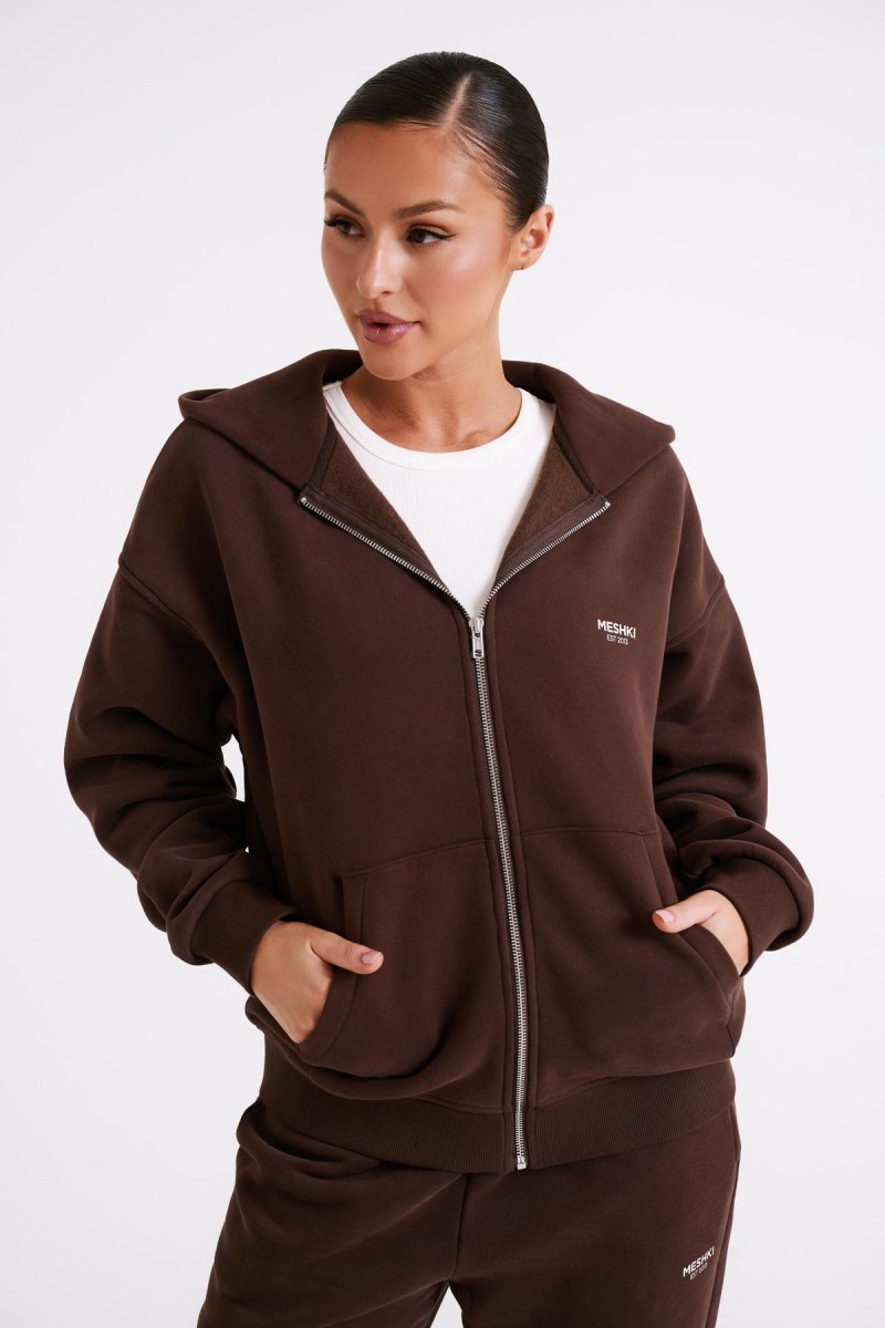 Meshiki Corrie Unisex Zip Through Chocolate Oscuro | ZXRM3846