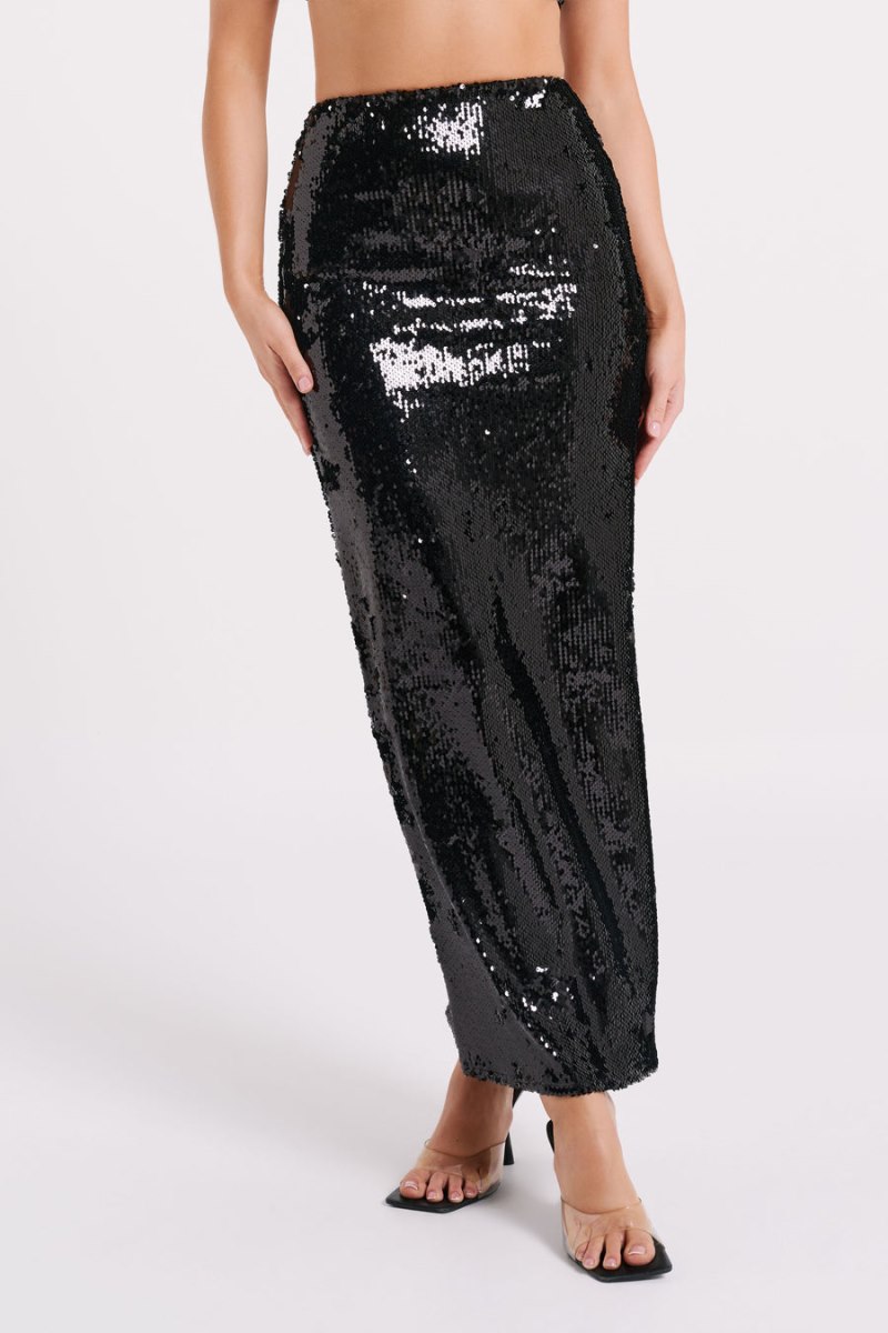 Meshiki Cosette Sequin Maxi Negras | OQNU6481