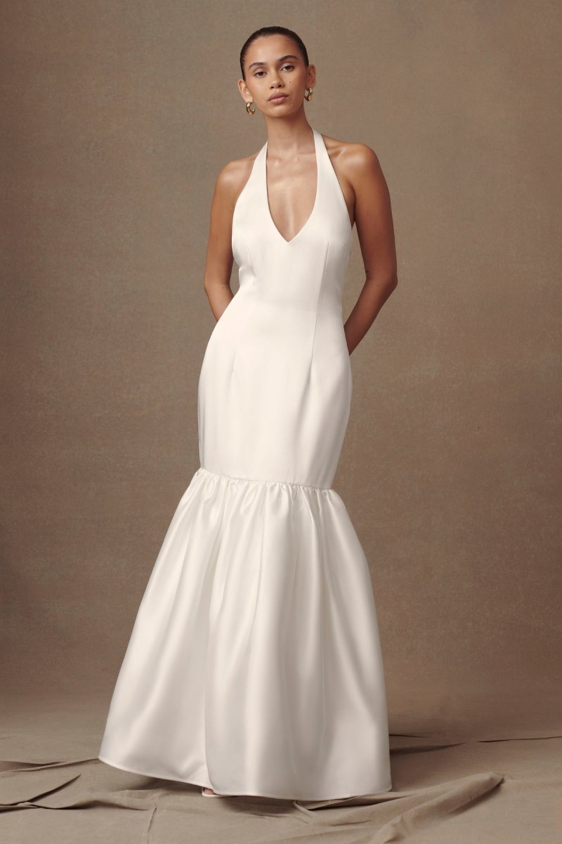 Meshiki Danica Satin Halter Wedding Gown Blancas | QKKT9638