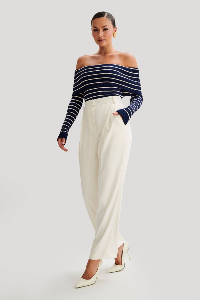 Meshiki Dominica Off Shoulder Knit Azul Marino | DLIG6607