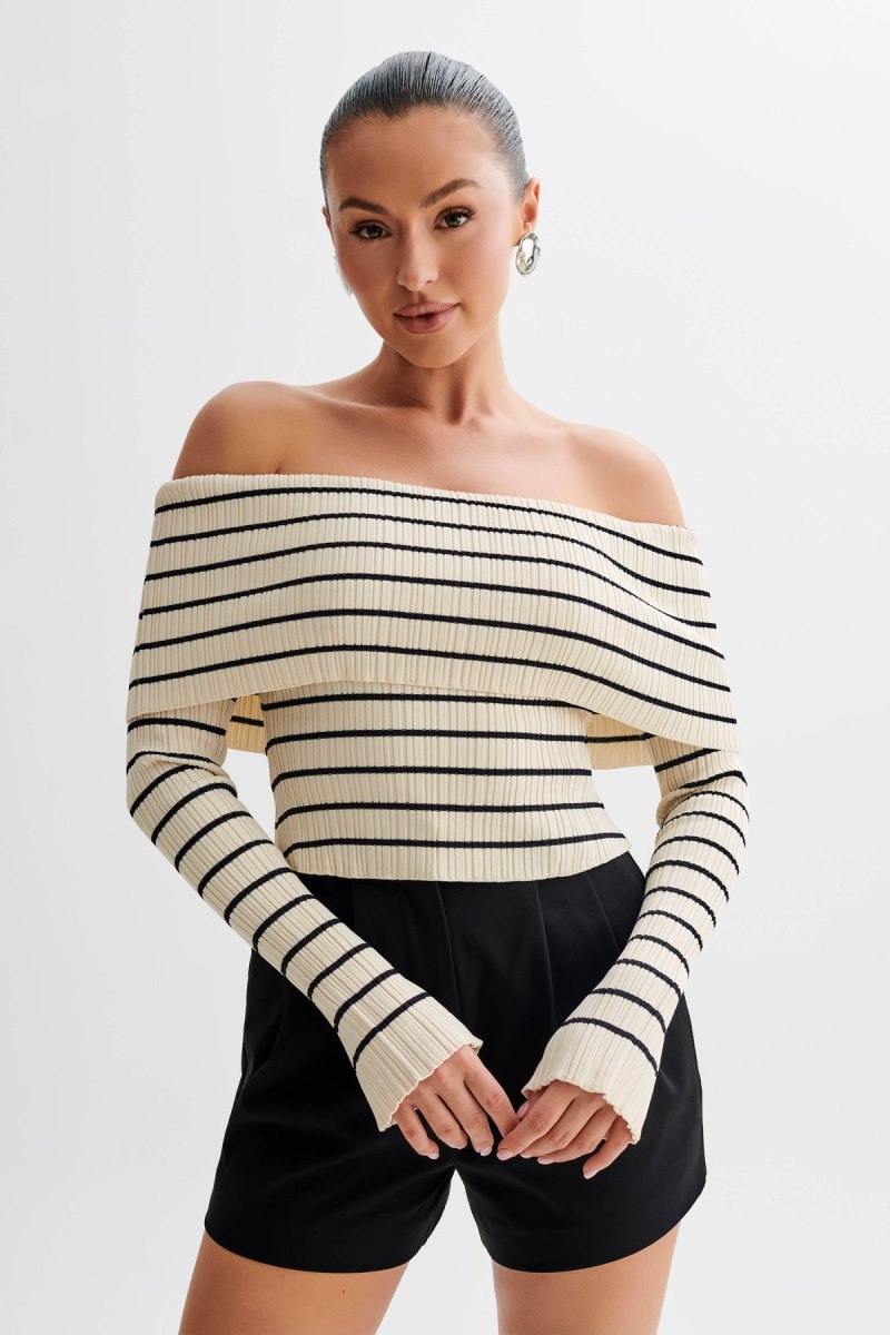 Meshiki Dominica Off Shoulder Knit Blancas | BZXD6606