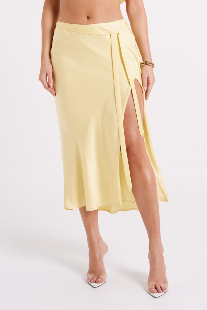 Meshiki Edie Satin Midi Tie Amarillo | YOQP4292