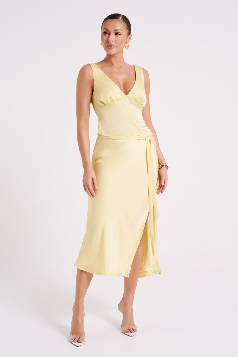 Meshiki Edie Satin Midi Tie Amarillo | YOQP4292