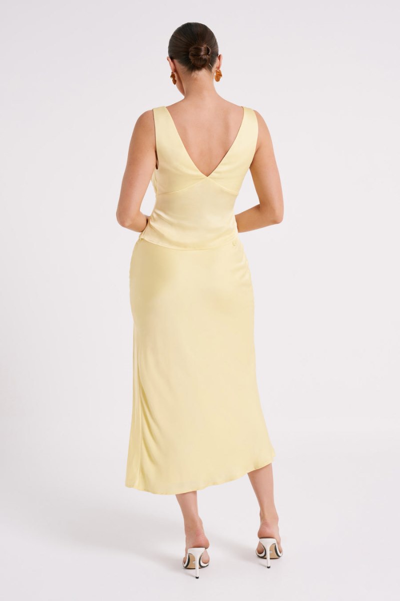 Meshiki Edie Satin Midi Tie Amarillo | YOQP4292