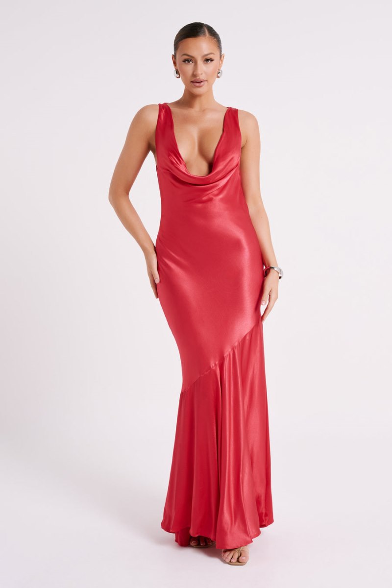 Meshiki Ellison Satin Cowl Gown Rojas | FWCW3396