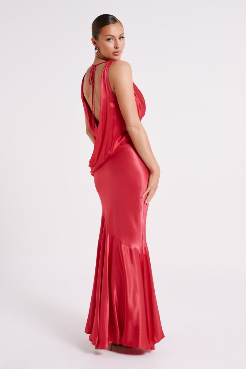 Meshiki Ellison Satin Cowl Gown Rojas | FWCW3396