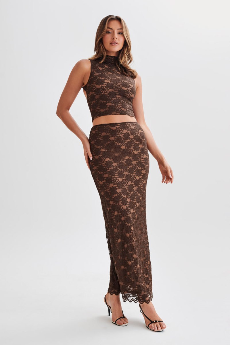 Meshiki Elska Lace Maxi Chocolate | JUJU7434